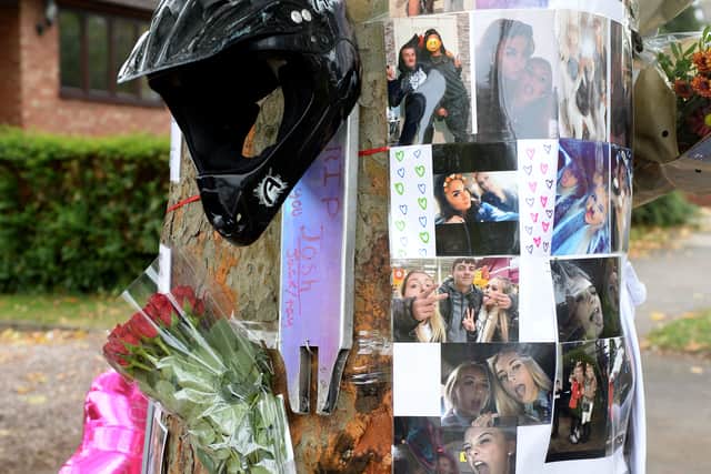 Tributes at the scene of the crash in Bromley Lane
