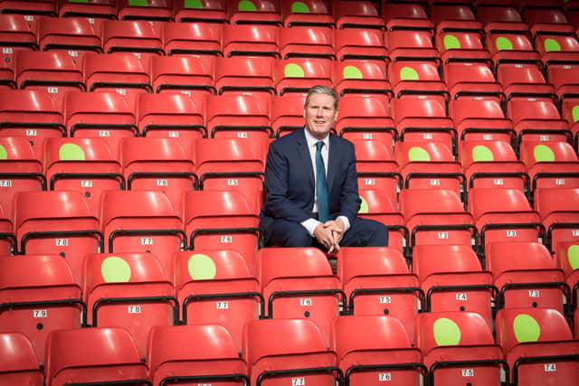 Labour leader Sir Keir Starmer during a visit to Walsall FC's Banks's Stadium. Photo: Stefan Rousseau/PA Wire.