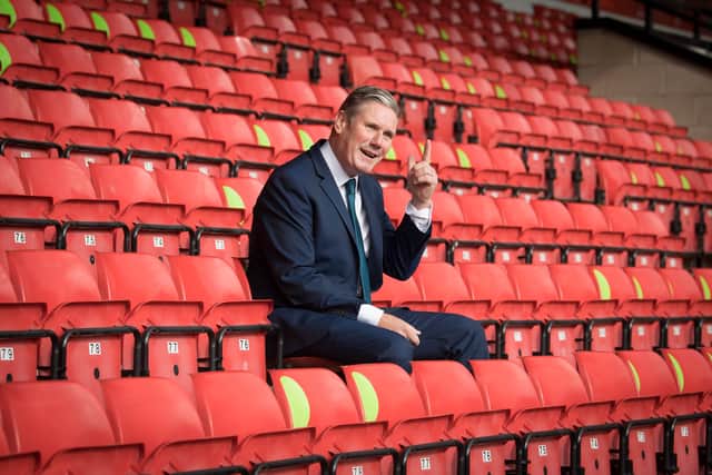 Labour leader Sir Keir Starmer during a visit to Walsall FC's Banks's Stadium. Photo: Stefan Rousseau/PA Wire.