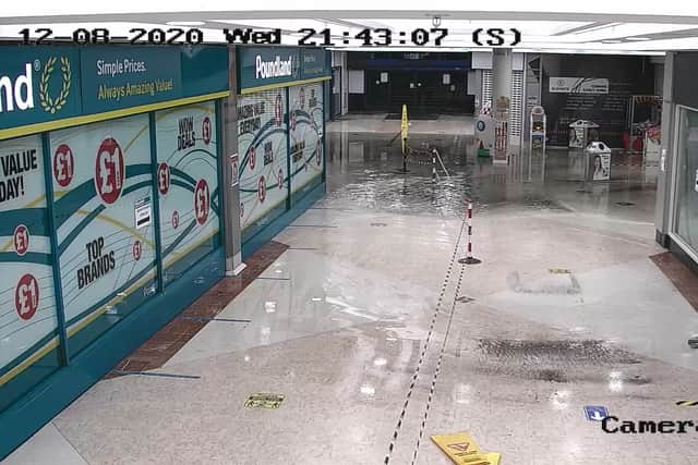The flooding at Stafford Guildhall Shopping Centre on Wednesday night