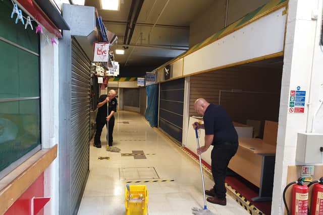 The clean up in Stafford Market
