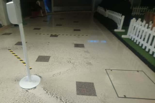 Stafford Market Broad Street entrance after flood