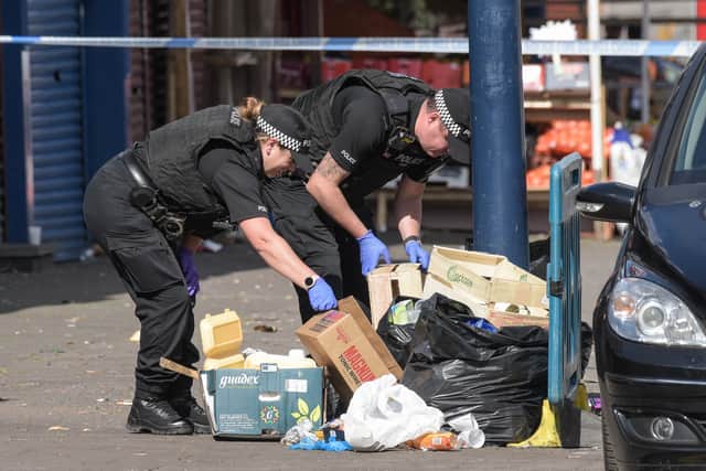 Police at the scene after shots were fired after a street party in Dudley Road, Winson Green. Photo: SnapperSK