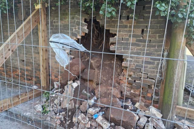 Collapsed wall in Brierley Hill