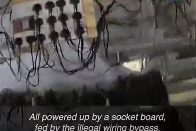 A socket board inside the cannabis factory
