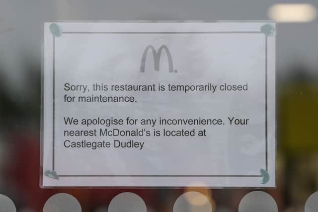 A sign in the McDonald's window. Photo: SnapperSK