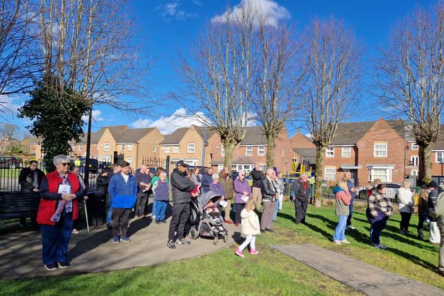 Residents at the unveiling in the TW Lench Ltd memorial garden