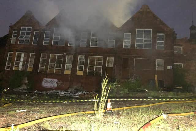 The fire at the former Claughton Centre in Blowers Green Road, Dudley. Photo: West Midlands Fire Service