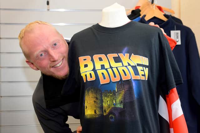 Stephen Pitts, from Black Country T-shirts, with some of the new designs for Black Country Day