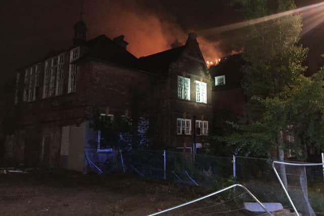 The fire at the former Claughton Centre in Blowers Green Road, Dudley. Photo: West Midlands Fire Service