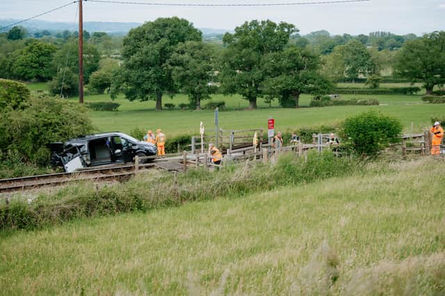 The scene of the crash just off the A458