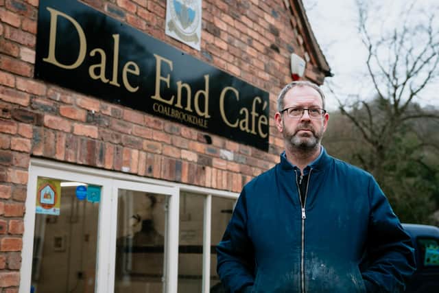 Chris Harrison pictured at Dale End Cafe after severe river flooding in February