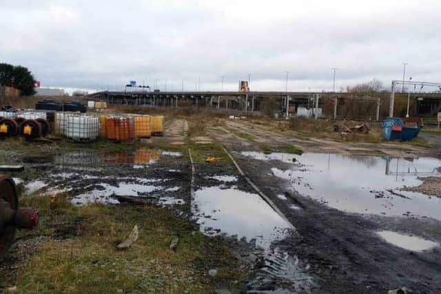 The proposed site at Bescot sidings beside the M6 for a new Network Rail sleeper factory