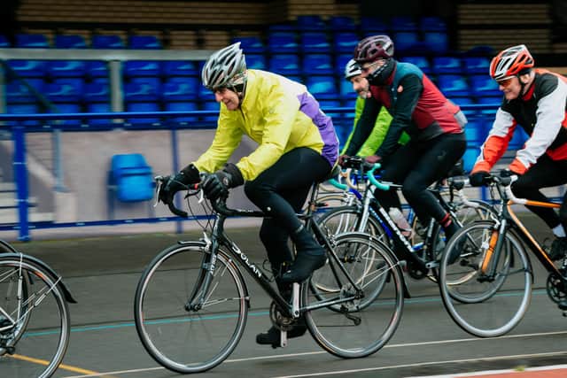 Hugh Porter, centre, has backed calls for more people to take up cycling