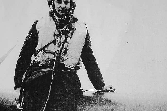 The Inspirer, with Sergeant A.D. Blakey, of Ontario, who was killed in a training accident in a different Spitfire.
