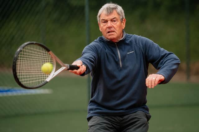 Ian Armstrong playing at Wollaston Tennis Club