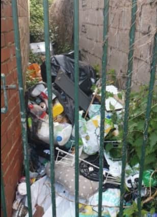 Rubbish dumped in Molineux Alley, Whitmore Reans, Wolverhampton.