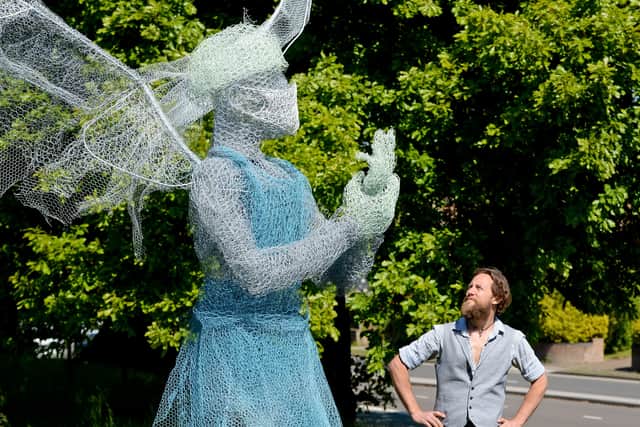 The sculpture bears the inscription 'Thank you NHS and Care Workers'
