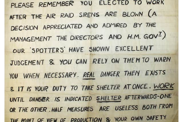 An old notice at Metallisation which has survived since 1940