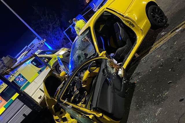 The aftermath of the crash on Brettell Lane. Photo: Luke Dalton