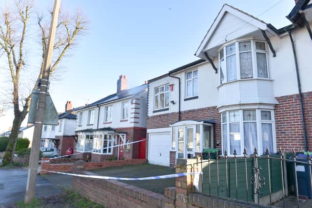 A police cordon outside the property in Moat Road, Oldbury. Image: @SnapperSK