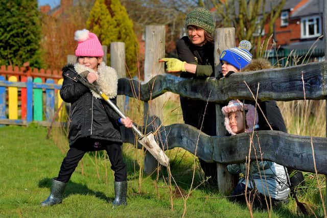Ruth Wilson and pupils Ruby Kafeel aged six Isaac Westbury aged six Jessica Wang aged six 