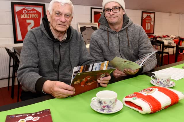 Phil Roberts and dad Dave at the launch of the dementia cafe
