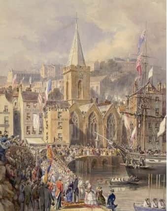 The Queen and Prince Albert landing at St Pierre, Guernsey, on August 24, 1846 by Paul Jacob Naftel.