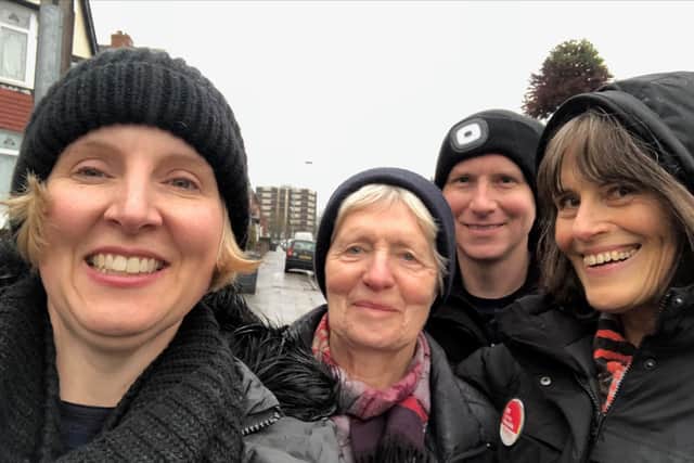 Ms Reynolds put on a brave face during a testing campaign on the streets of Wolverhampton North East