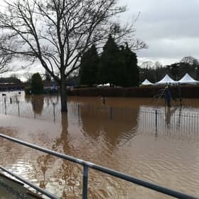 Flood waters at Stourport Riverside. Image: Wyre Forest District Council
