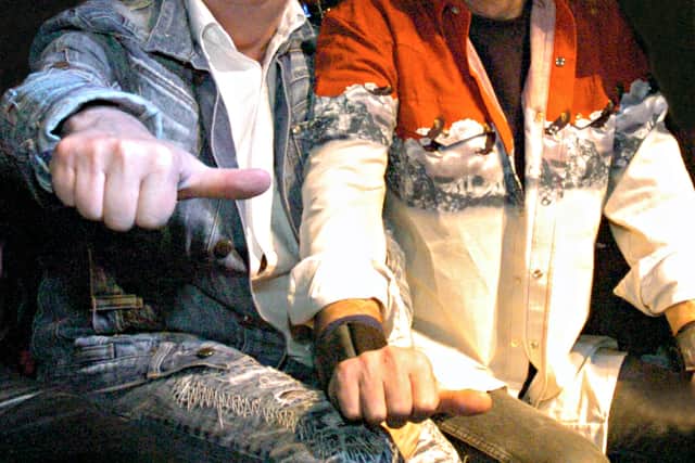Dave Hill and Don Powell get ready to take to the stage for last night's 40th anniversary gig at the Robin 2 Club, in Bilston,