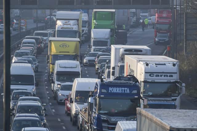 Traffic queuing on the M5 this morning. Photo: SnapperSK