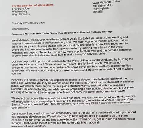 A letter sent out to residents in Friar Park