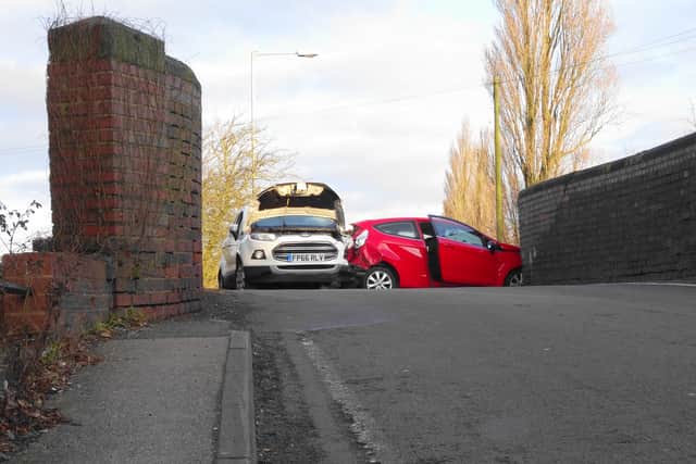 The crash caused serious damage to the bridge. Photo by John Smith