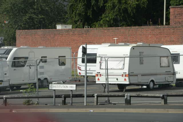 Dudley Council says it wants to stop illegal encampments such as this in Dudley town centre last August