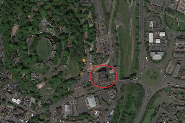 An aerial view of Castle Hill with Dudley Hippodrome circled where the driverless vehicle hub would be based near Dudley Zoo and Castle. Image: Google