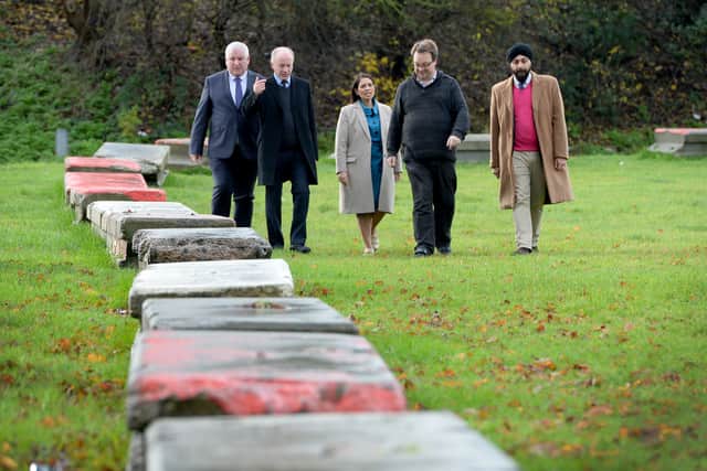 Home Secretary Priti Patel visits Woodside Park, Dudley, last November with, from left, Dudley Council leader Patrick Harley, now-Tory MP for Dudley North Marco Longhi, Dudley South MP Mike Wood and Tory West Midlands Police and Crime Commissioner candidate Jay Singh-Sohal