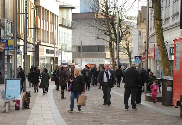 Shoppers at Dudley Street, Wolverhampton.