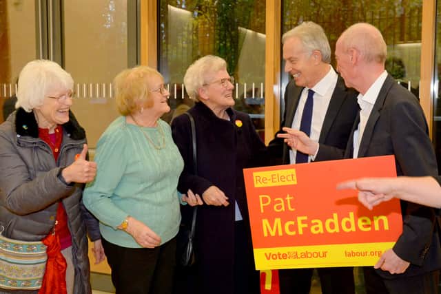 Mr Blair meeting Labour supporters Pat Turner, Mary Davies and Jill Withers