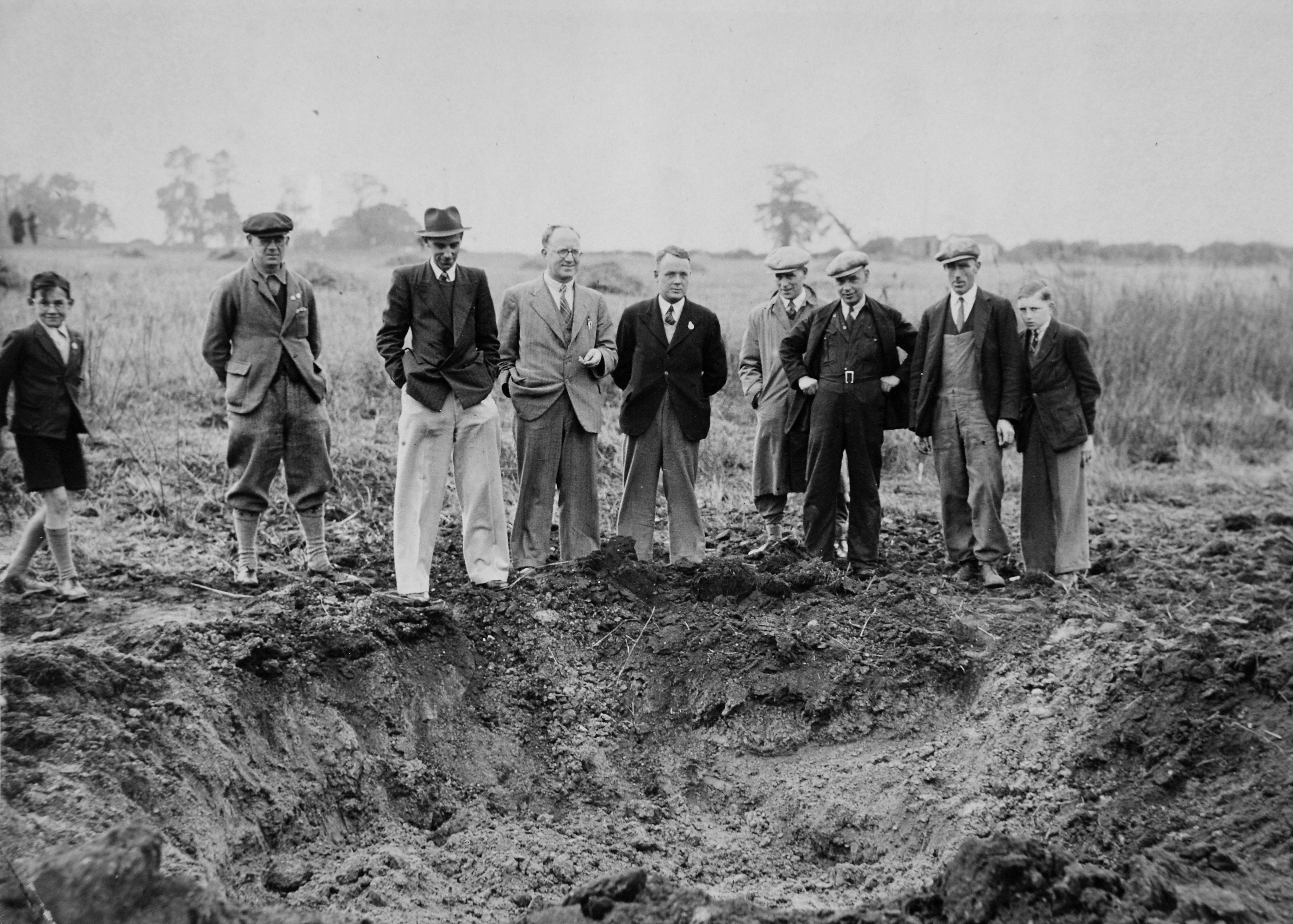 A bomb crater caused during raid on Wolverhampton on September 29 1940