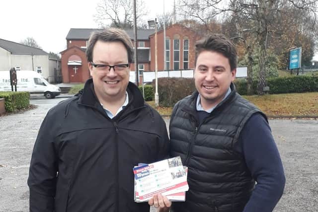 Shaun Bailey, right, out on the campaign trail with Dudley South candidate Mike Wood