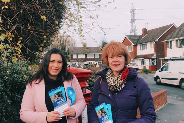 West Bromwich East's Tory candidate Nicola Richards (left) with Wendy Morton