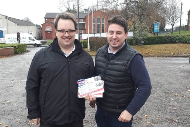 West Bromwich West candidate Shaun Bailey (right) out on the campaign trail with Dudley South candidate Mike Wood