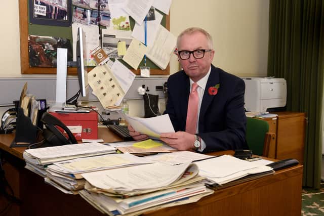 Mr Austin in his Westminster office, which he will now be vacating