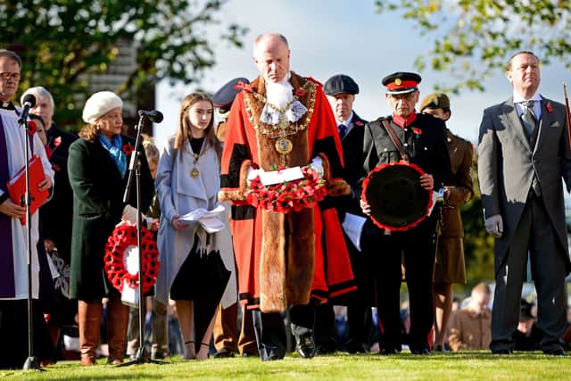 Marco Longhi attending Remembrance commemorations in Walsall in his role as mayor in 2017