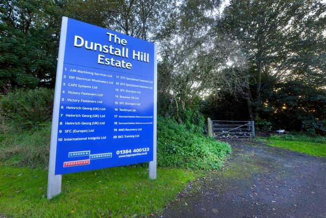 The view from Gorsebrook Road towards the land, next to Dunstall Hill Trading Estate