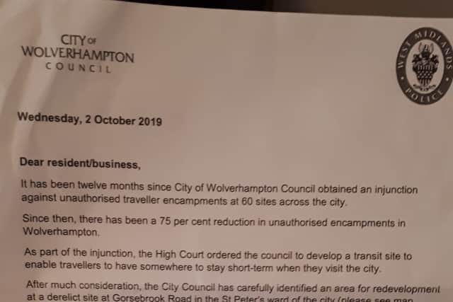 The letter sent to residents informing them of the plans