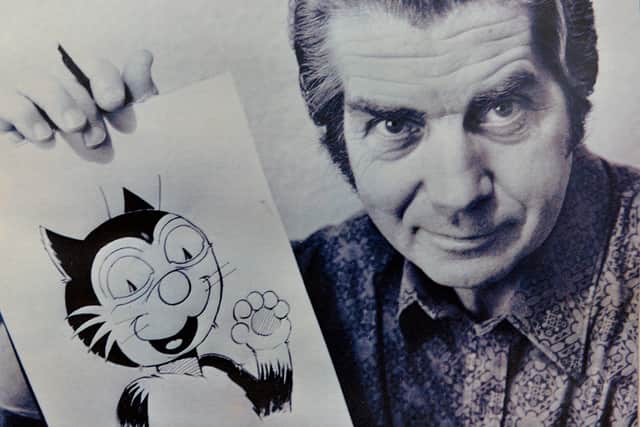 Charlie Grigg and one of his drawings, as seen in the book