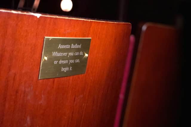 Annette's honorary seat plaque