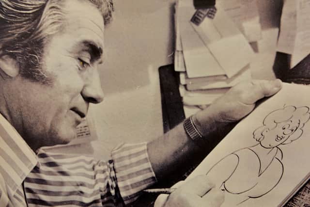 Charlie Grigg and one of his drawings, as seen in the book